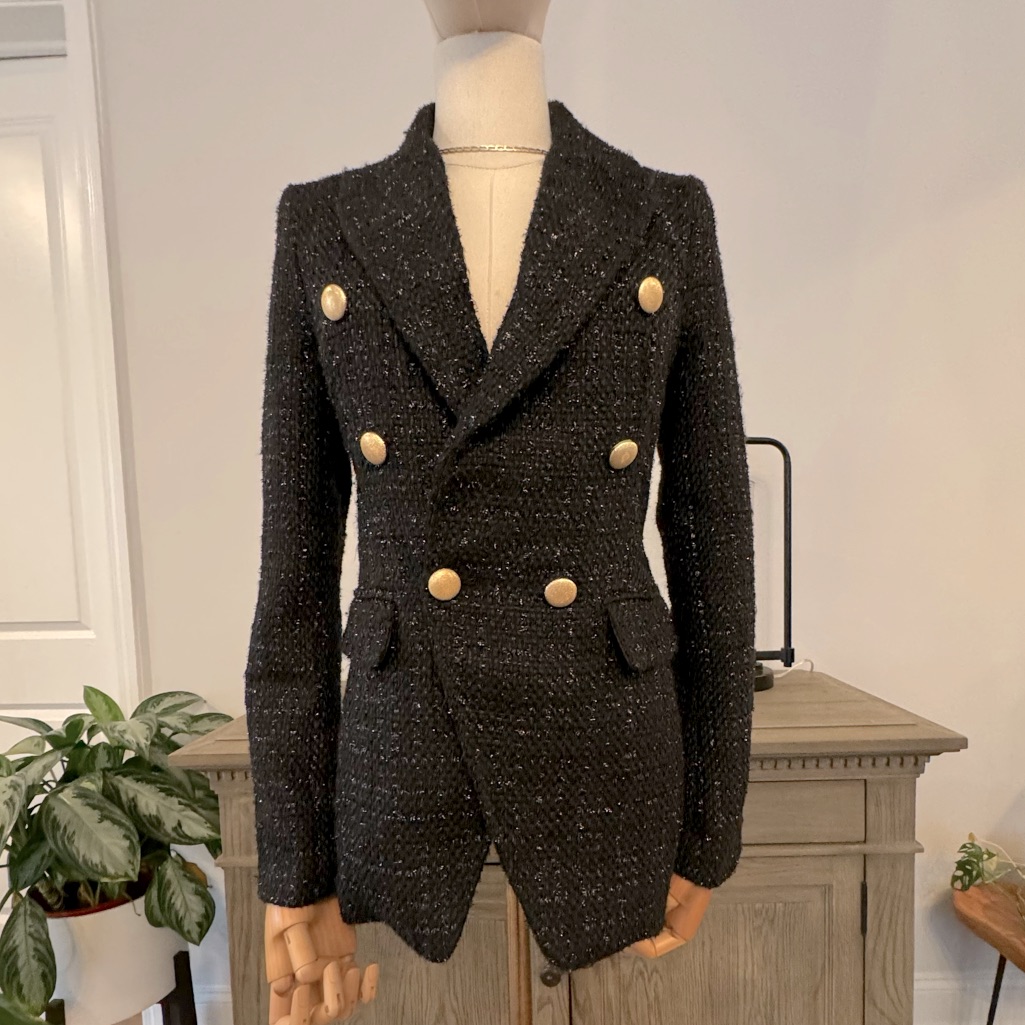 Jason Wu Double Breasted Metallic Tweed Blazer | Size Xs